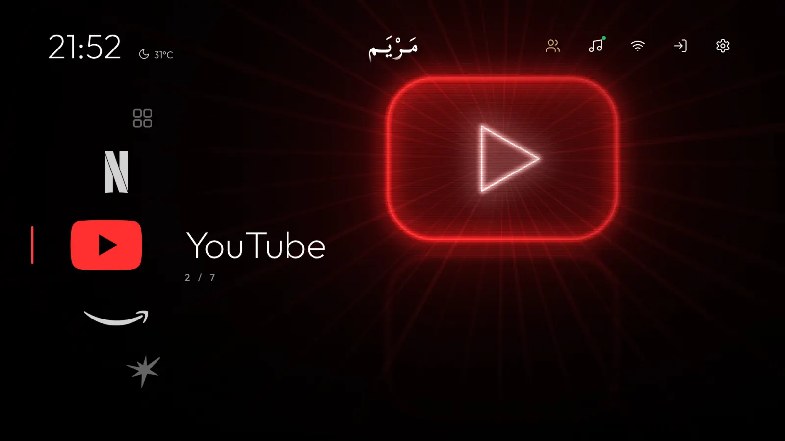 Home with the dock on YouTube: a glowing red play button.